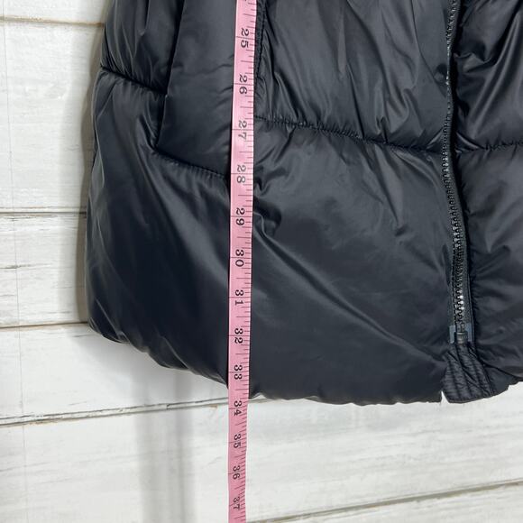 H&M Black Long Belted Puffer Vest Size Medium - Picture 8 of 9
